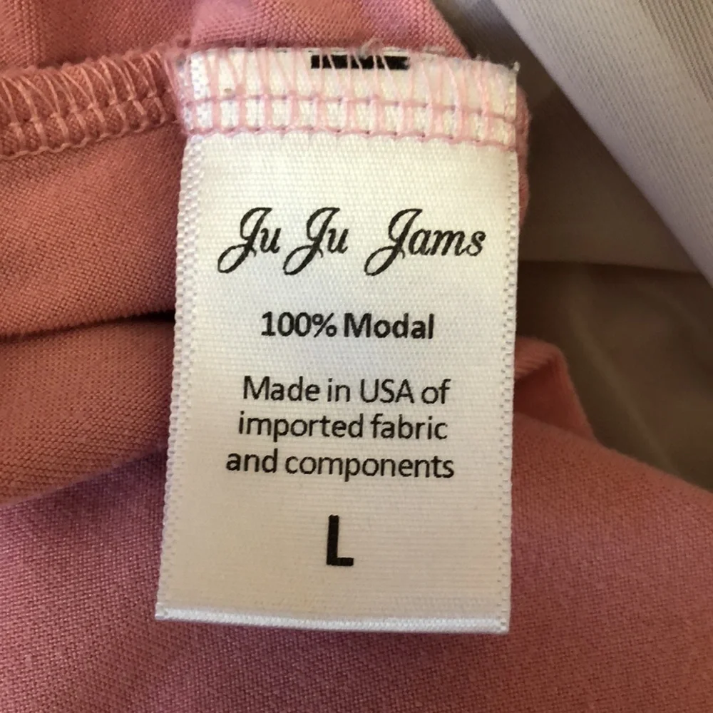 JU JU‎ JAMS Large Pink Blake Long Sleeve Tee 100% Modal Loungewear Built-in Bra